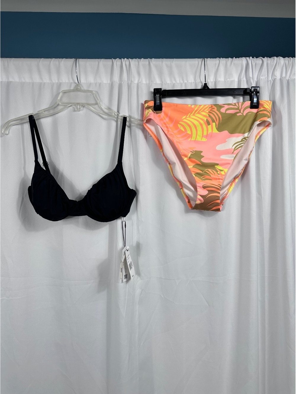 Sanctuary Black Bikini Top with Colorful High-Waist Bottoms Size Large